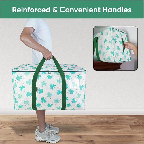 BALEINE Oversized Moving Bags - Heavy-Duty Storage Totes with Reinforced Handles | 2-Pack Clover