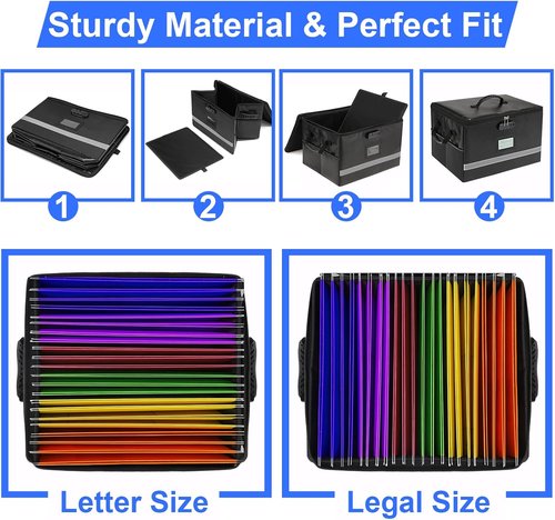 EXLIFBAG Fireproof File Organizer - Portable Document Box with Lock & Handle | Secure Storage Solution