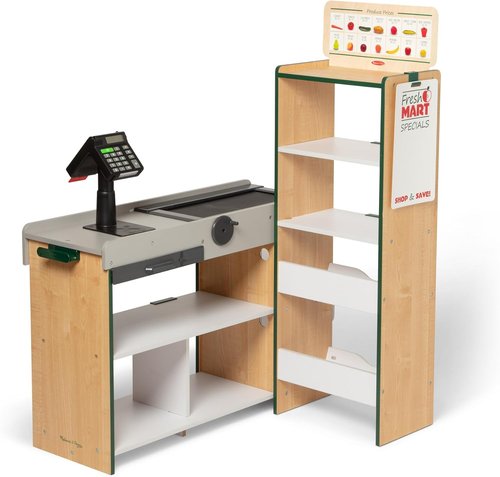 Melissa & Doug Fresh Mart Grocery Store Playset - Kids Cash Register with Scanner & Conveyor Belt