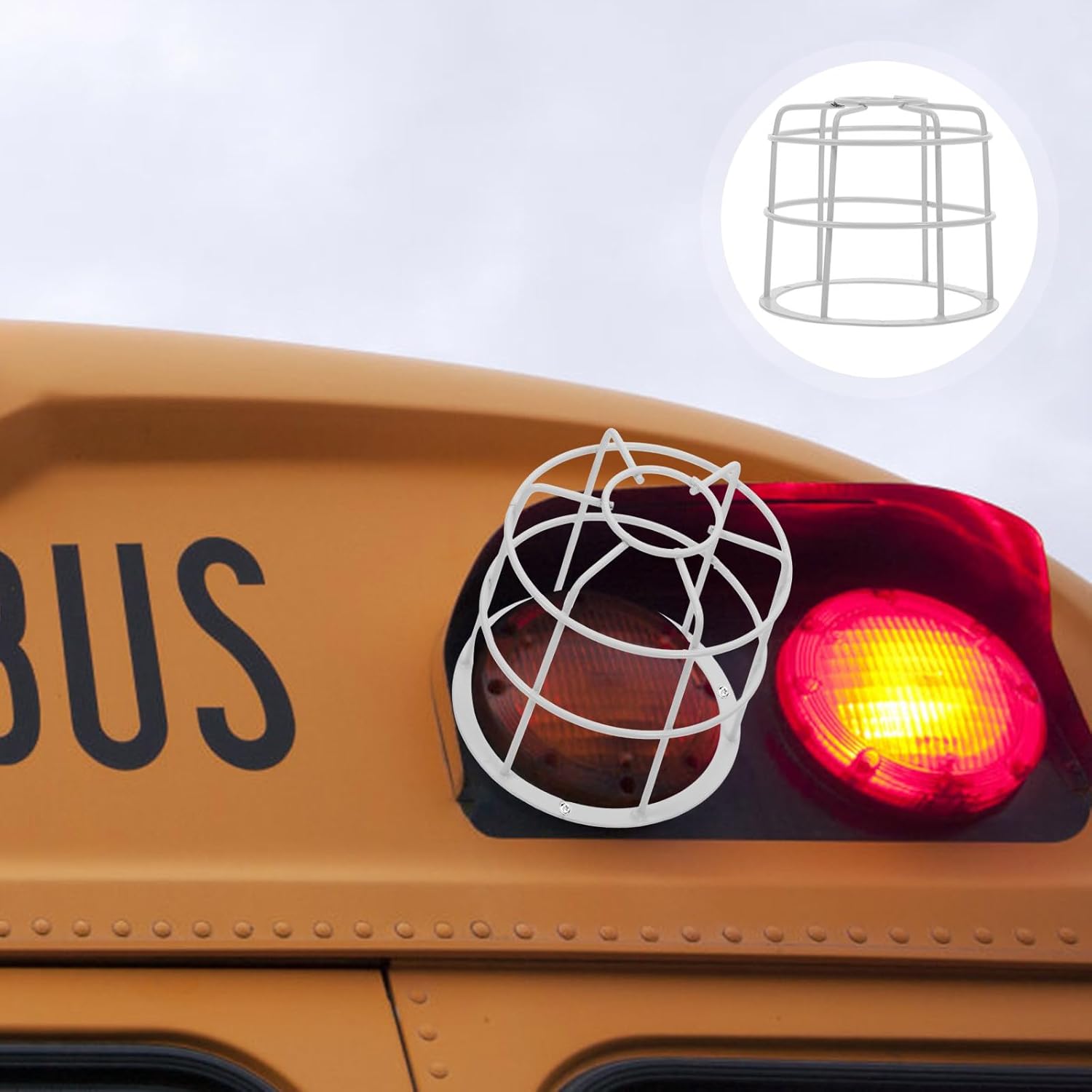 Uonlytech School Bus Warning Light - Protective Mesh Wire Cage for LED Bulb - 4.96 Inch Safety Guard