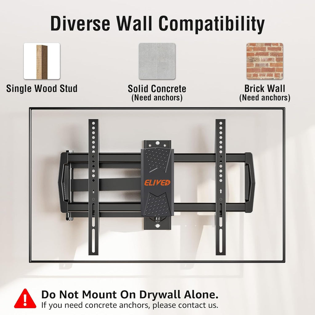 **ELIVED Long Arm TV Mount - Articulating Wall Bracket for 42-75 Inch TVs | 32" Extension, Swivel & Tilt**