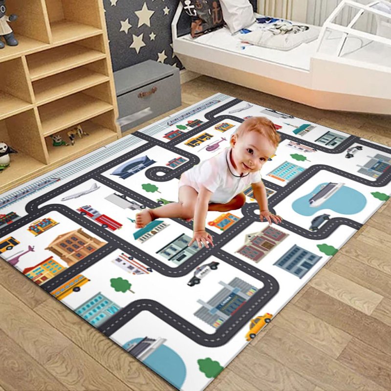 Car Carpet Rugs Play Mat for Kids,Road Traffic Rug Carpet for Playing with Cars Toys,Educational City Life Area Rugs,Children's Have Fun Throw Rug for Playroom Bedroom Game Room 31x47IN/80x120cm