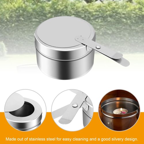 Stainless Steel Fuel Holder, Chafing Wick Fuel Holder with Cover, Buffet Warmer Warming Trays Perfect for Buffets Catering Events Party Supplies (6)