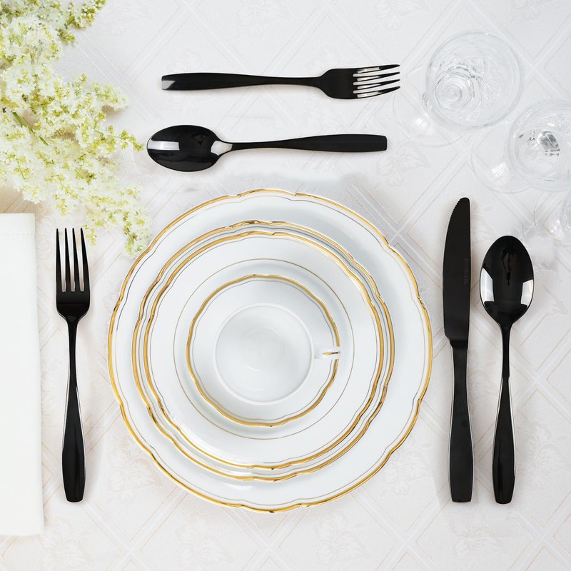 Wekioger Matte Black Stainless Steel Flatware 80 Pieces, Table Dinner Silverware Set for 16