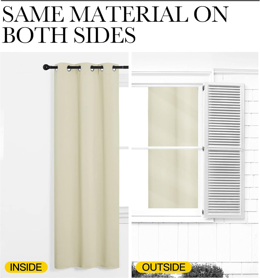 NICETOWN Kitchen Curtains - Thermal Insulated Grommet Draperies for Room Darkening | Beige, 2 Panels, W42 x L50 Inches