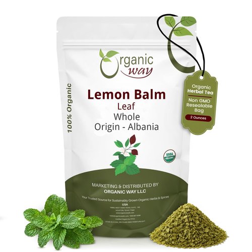 Organic Way Lemon Balm Leaf Whole (Melissa officinalis) - Herbal Tea | Organic & Kosher Certified | Vegan | Raw, Non GMO & Gluten Free | USDA Certified | Origin - Albania (2 Ounce (Pack of 1))