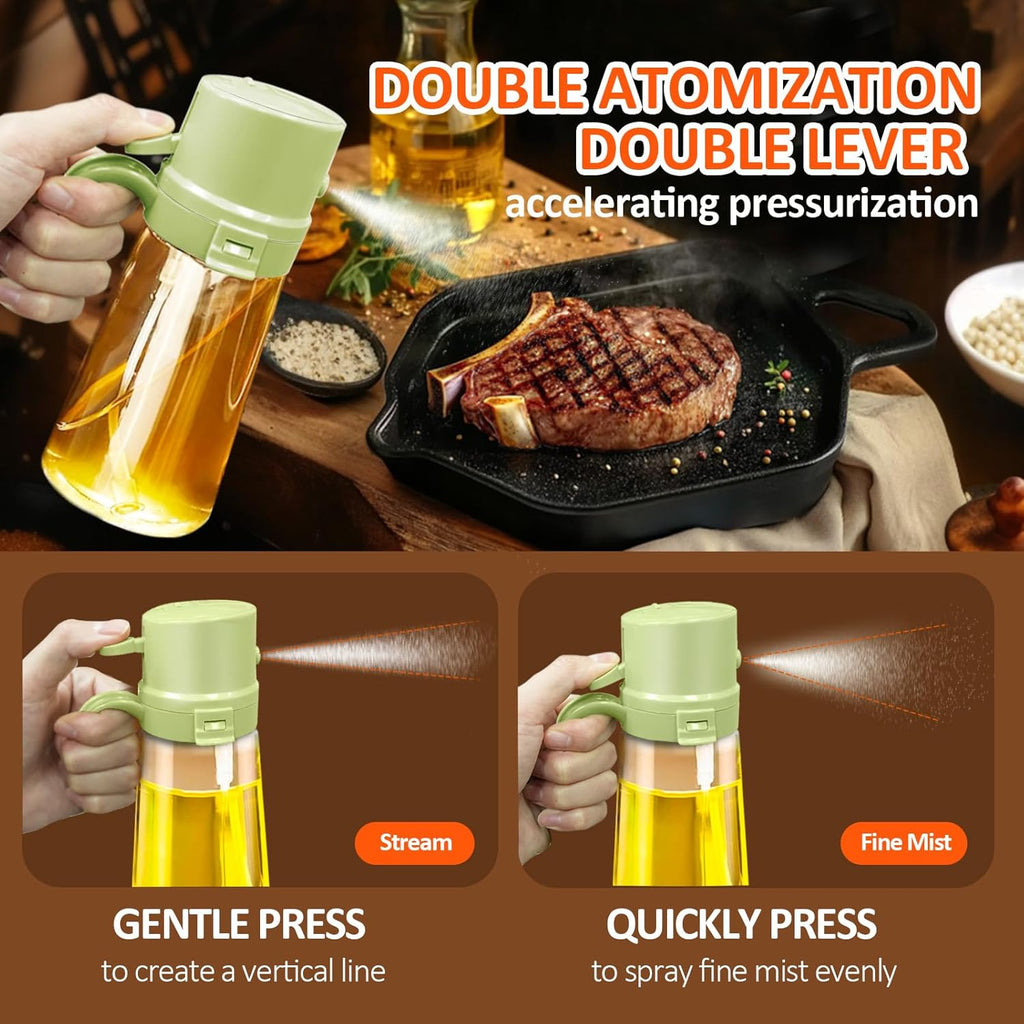 YARRAMATE 16oz Easy Refillable Oil Sprayer - Food-Grade Glass Oil Mister for Cooking & BBQ | Green