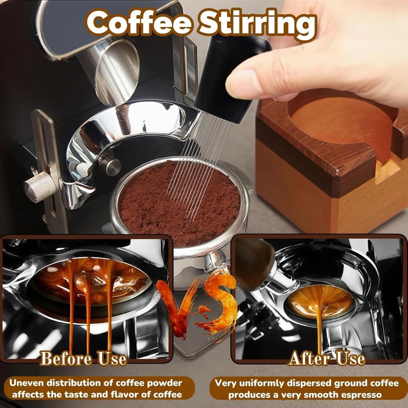 Spalivivre 22 Pcs Espresso Distribution Tool, Espresso Tamper 51mm, Include WDT Tool, Coffee Stirrer, Frothing Pitcher, Latte Art Pen, Tamper Mat and 16 Coffee Stencils, for Baristas and Coffee Lovers