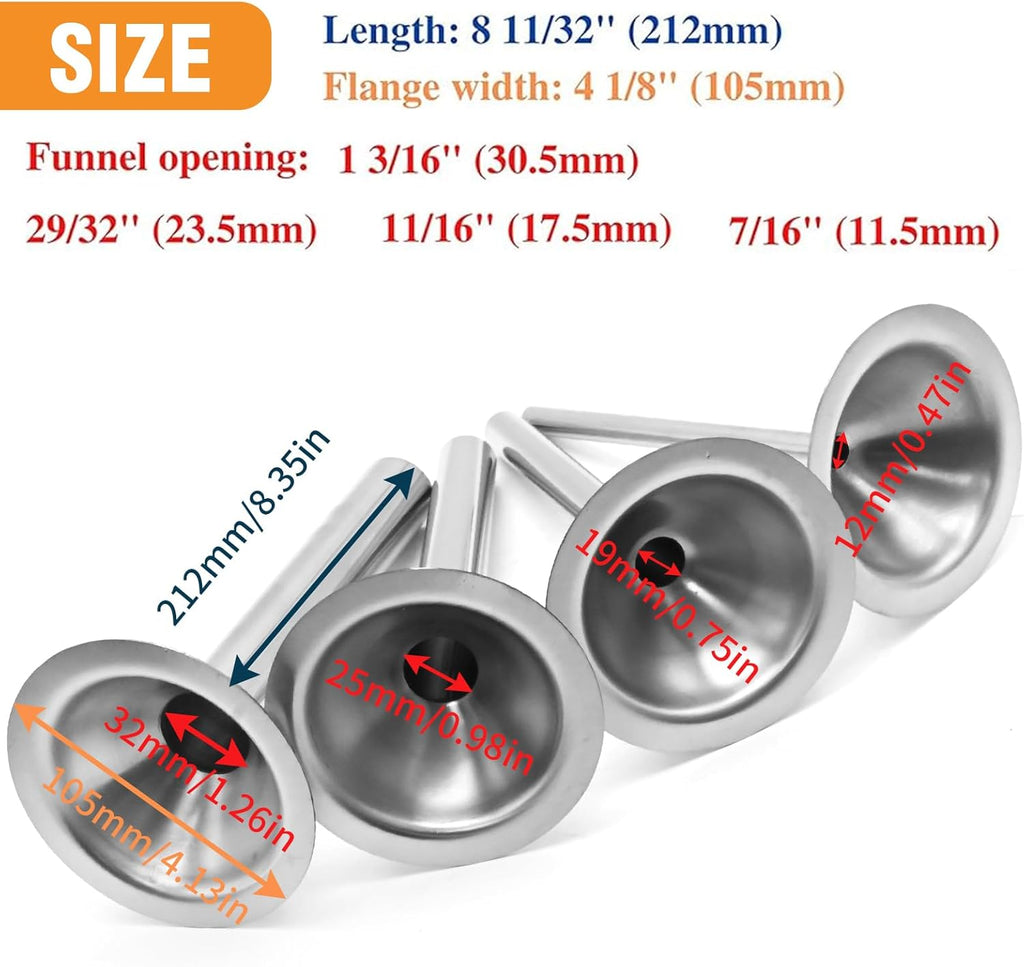 Saihisday Sausage Stuffing Tubes - Stainless Steel Nozzles for #32 Meat Grinder | 4 Sizes Included