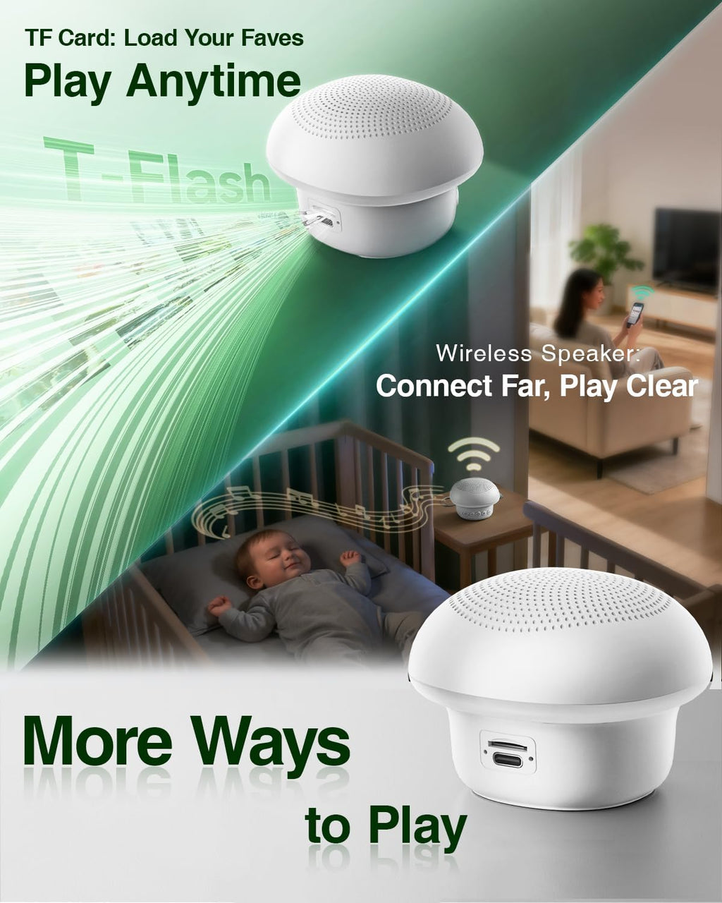 Skiennix Portable White Noise Sound Machine - 20 Soothing Sounds, 48H Battery, Night Light & Timers