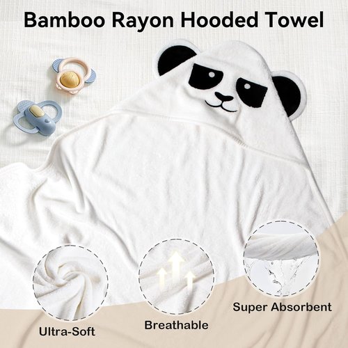 BubblePanda Hooded Baby Towels - Super Soft Bamboo Bath Towels for Newborns | 30x30 Inch, Ideal for Boys & Girls