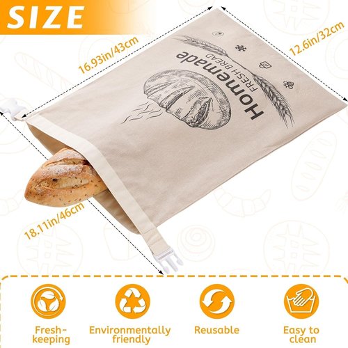 Beeswax Bread Bags by [Brand Name] - Reusable Organic Linen for Sourdough | 17 x 12.6 Inches - Freshness Preservation