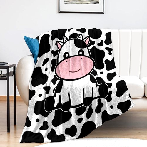 Cute Cow Blanket Soft Cozy Flannel Cow Throw Blankets Kids Adults for Bedding Bedroom Living Rooms Sofa Full Season Gifts 50"x40"