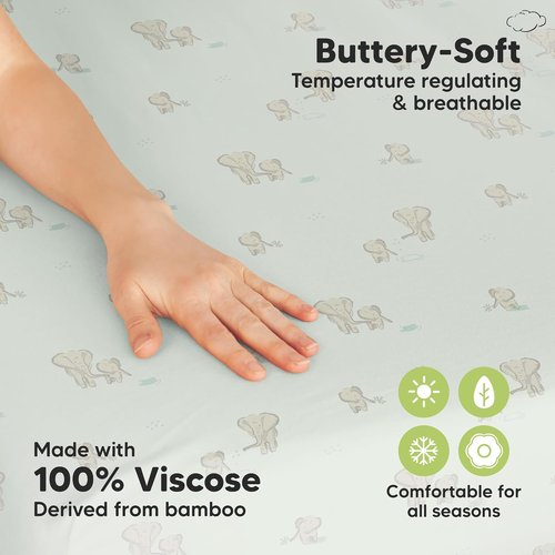 Elly Pack and Play Sheets - Soft & Cozy 2-Pack Fitted Mini Crib Sheets for 38x26 Mattresses
