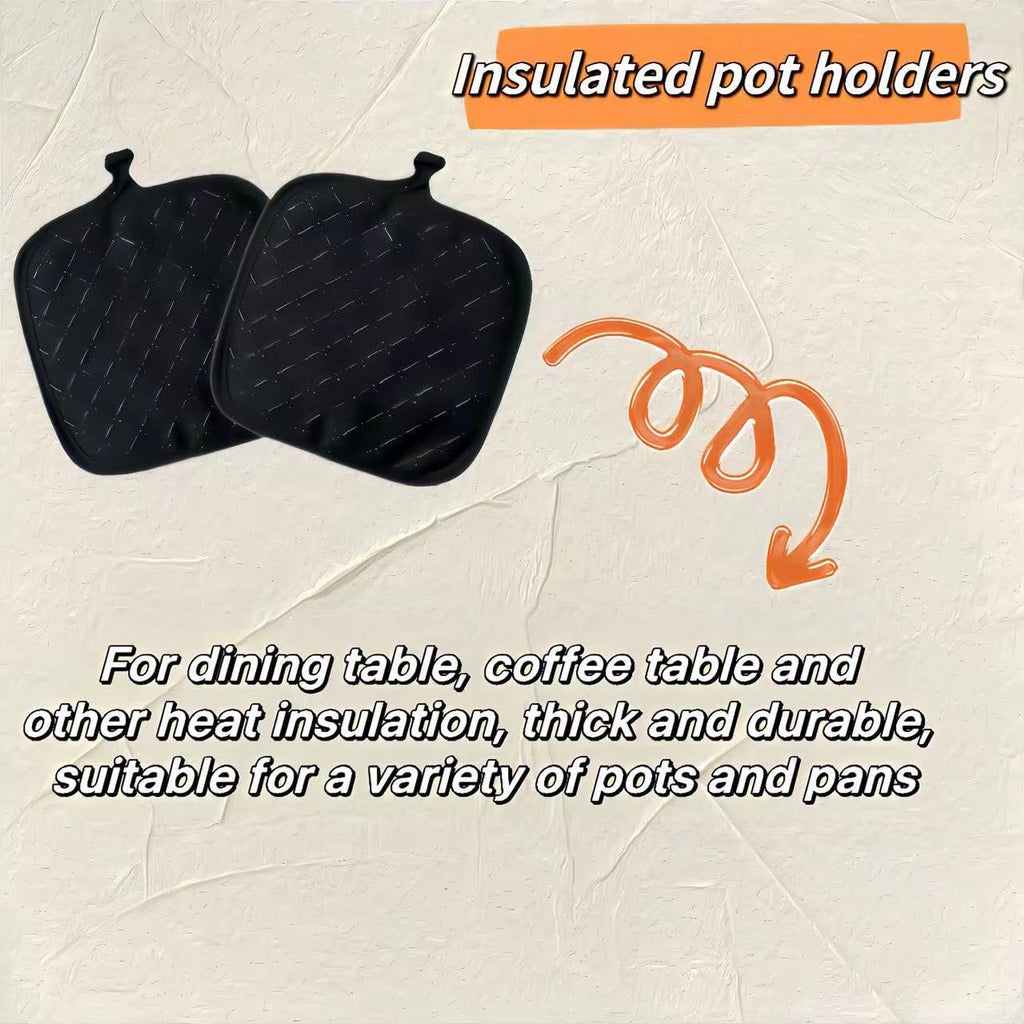 Skiennix Oven Mitts & Pan Racks Set - Heat Resistant 500°F | Non-Slip Silicone, Black, 4-Piece