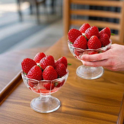 Mezchi Set of 12 Ice Cream Bowl Set, 8 Ounce Plastic Dessert Bowls, Clear Footed Dessert Cups, Ice Cream Cups Bowls for Sundae, Milkshakes, Parfait, Pudding, Fruit
