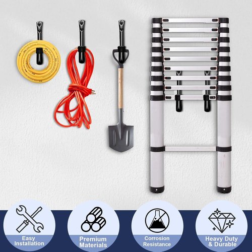 Dreecy J Heavy-Duty Utility Hooks - Perfect for Garage Storage | 5-Pack Black Wall Hooks