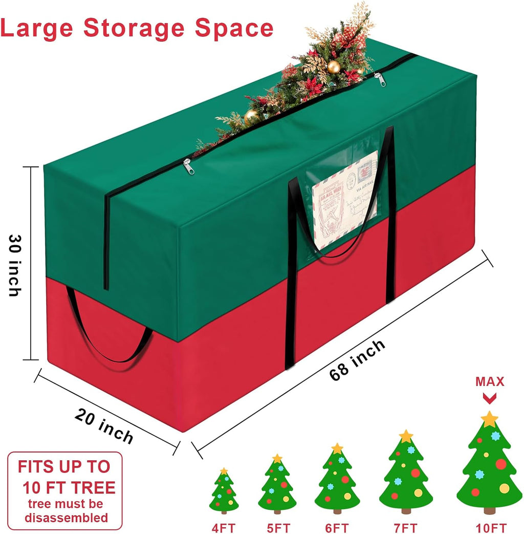Skiennix Christmas Tree Storage Bag - Fits Up to 10 Ft Tall Trees | Heavy-Duty 600D Oxford Material with Reinforced Handles & Dual Zipper