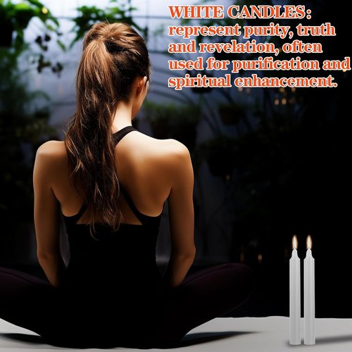 Kunrsug 24 Pack White Spell Chime Candles - Premium Mini Unscented Taper Candles for Rituals & Meditation - 4 Inch Tall