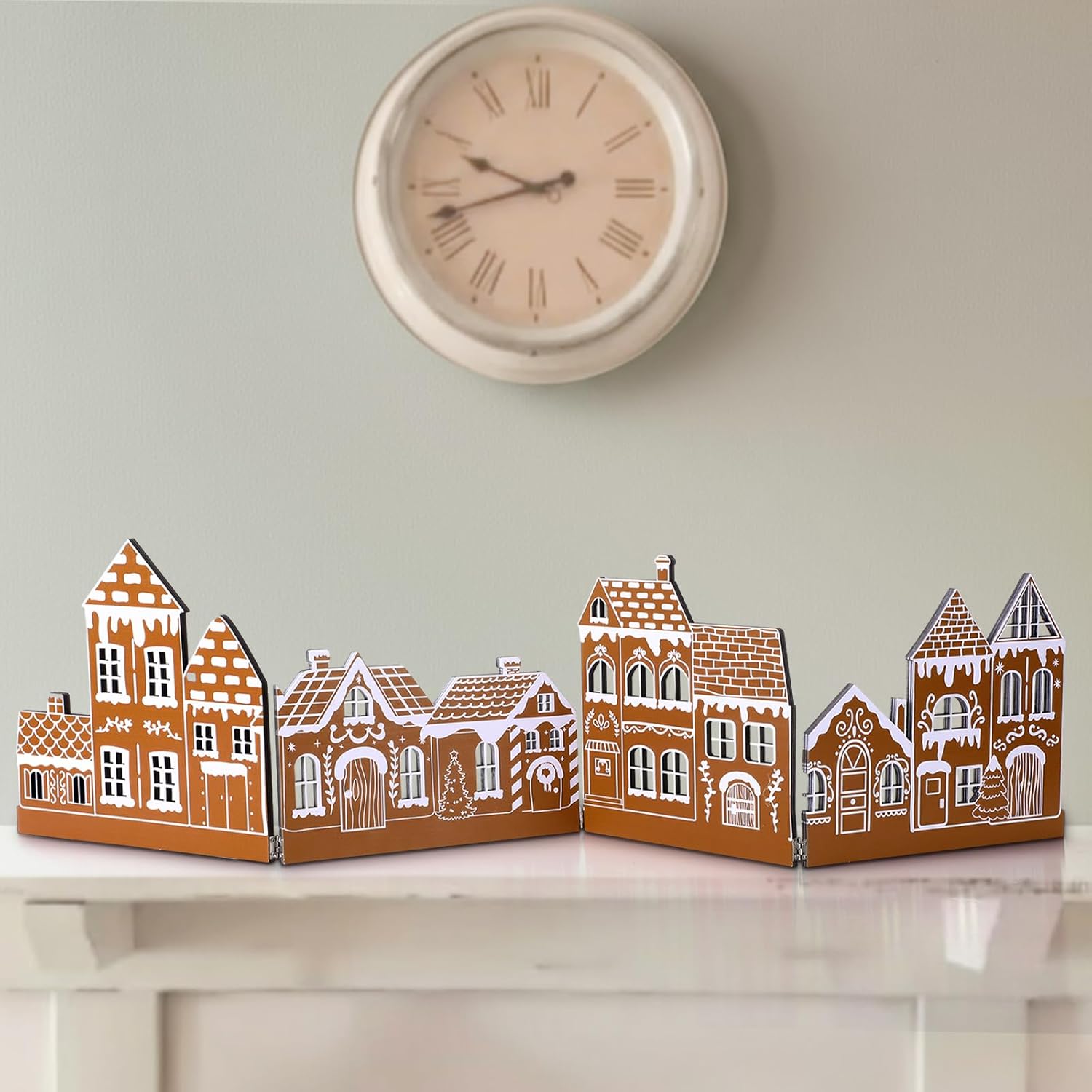Thyle Wooden Christmas Houses Set - Rustic Gingerbread House Decor for Tabletop Centerpieces