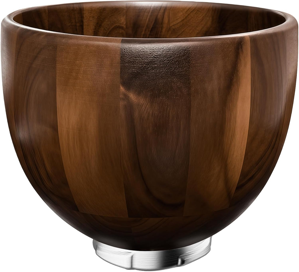 Premium Walnut Wood Mixing Bowl - Handmade Natural Bowl for KitchenAid 4.5 & 5 QT Tilt-Head Models | 5QT
