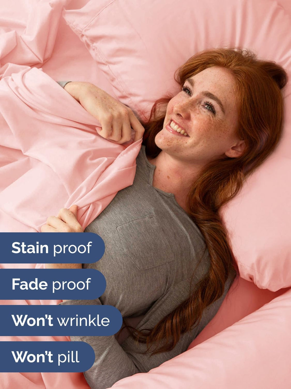 Skiennix Extra Deep Twin Sheet Set - 4-Piece Breathable Cooling Bedding - Soft Wrinkle-Free Baby Pink