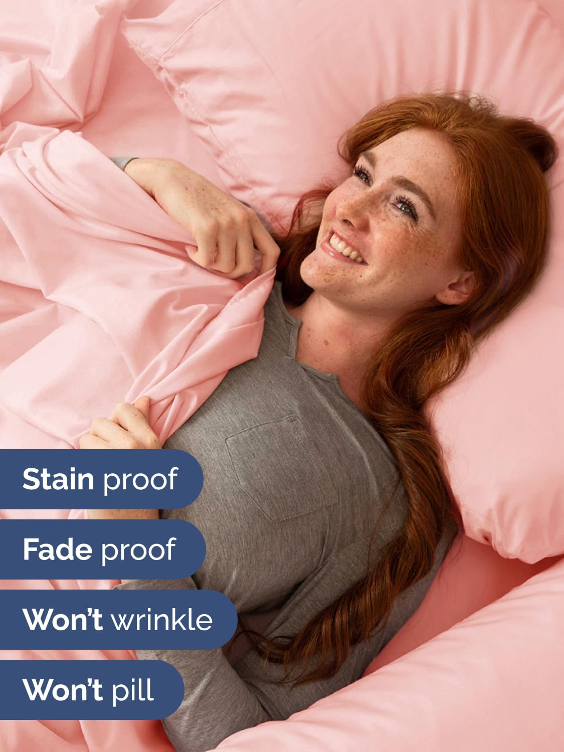 Skiennix Extra Deep Cal King Sheet Set | 6-Piece Breathable Cooling Bedding - Soft, Wrinkle-Free, Baby Pink