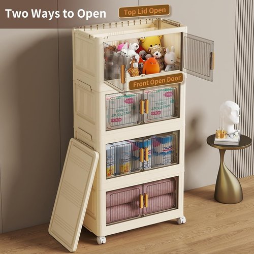 28 Qt Plastic Storage Bins - Stackable Closet Organizer with Lid & Wheels | 4-Pack for Home Organization