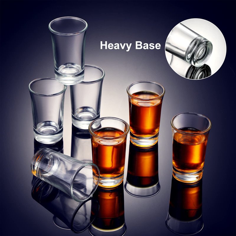 Geosar 100 Pieces Clear Short Shot Glasses Bulk 1.5 oz Mini Round Shot Glasses Heavy Base Small Glass Cups for Wedding Party, Water, Juice, Milk, Coffee, Drinking(Novelty Style)