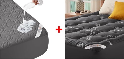 BEDLORE Queen Mattress Topper & Protector Set - Ultimate Comfort & Support for Better Sleep