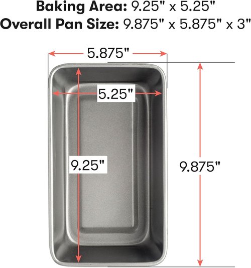 Cooking Light Heavy Duty Nonstick Carbon Steel Bread Pan - PFOA-Free, Dishwasher & Oven Safe, 9.25" x 5.25", Gray