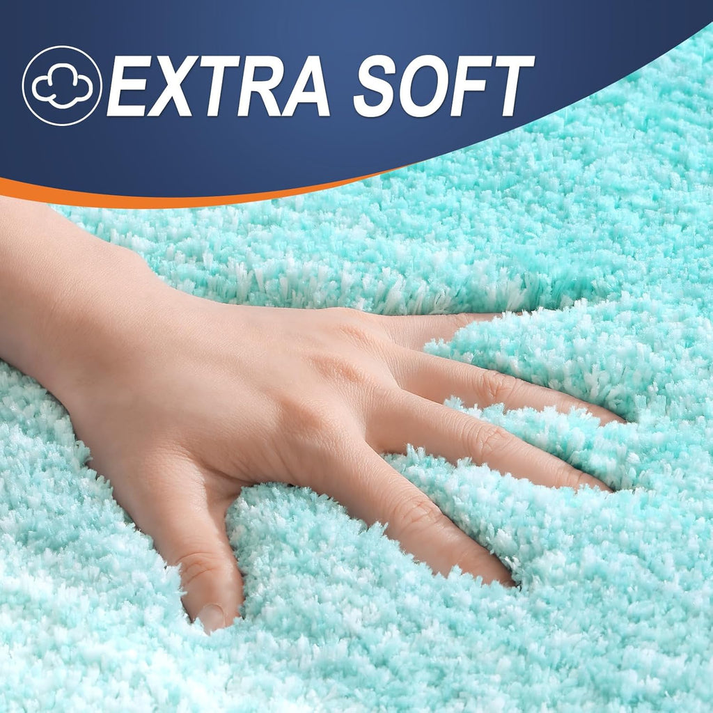 OLANLY Luxury U-Shaped Toilet Rugs - Extra Soft Microfiber Bath Mat, Non-Slip, 24x20, Teal