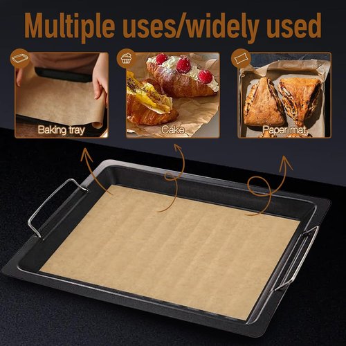 Kovpnor Unbleached Parchment Paper Sheets - 100 Pcs Precut Non-Stick Baking Sheets | 9x13 In for Grilling & Air Frying