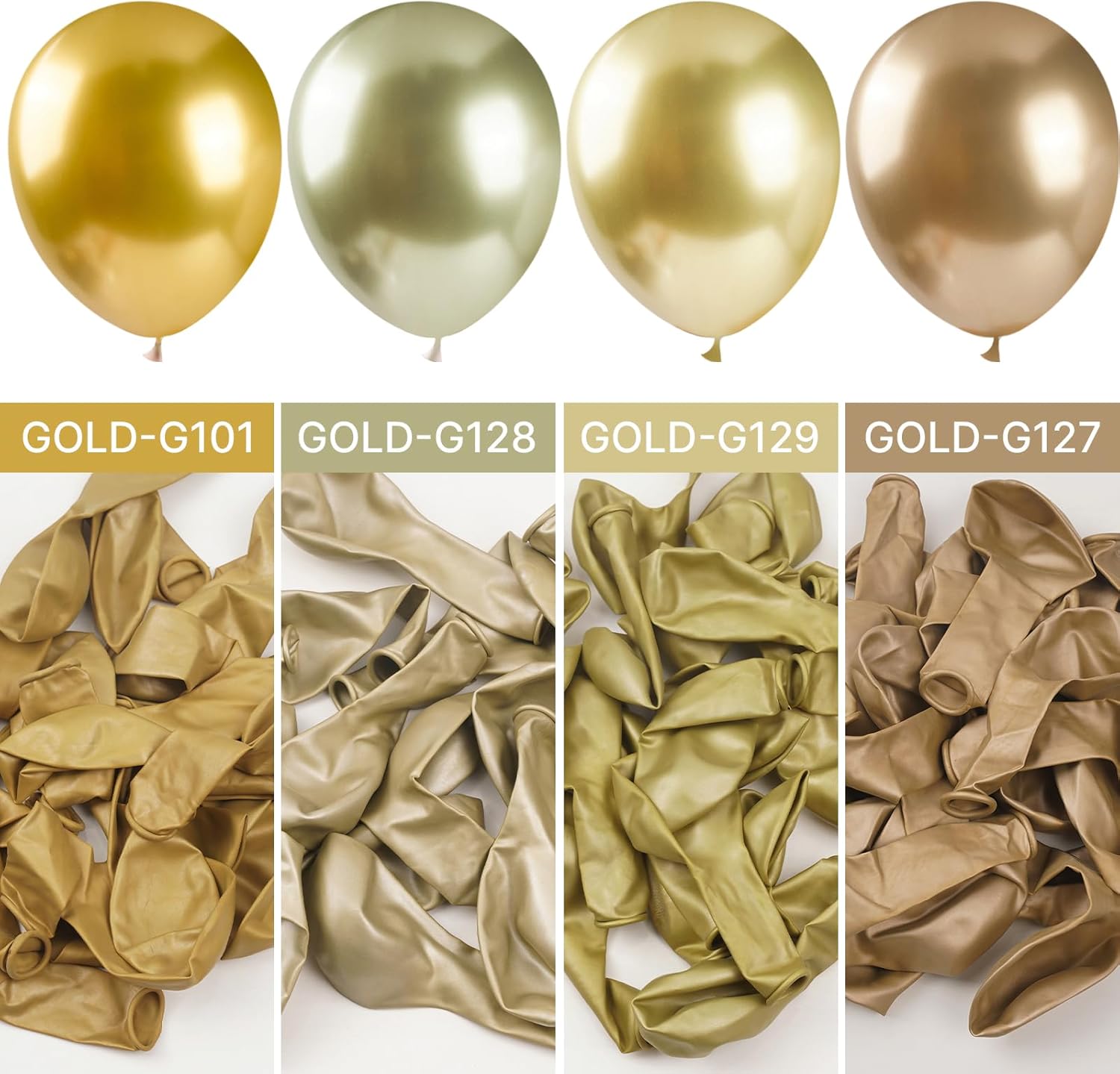 PartyWoo White Balloons - 140 Pcs in 5-18 Inch Sizes & 50 Gold Balloons for Weddings, Showers & Parties