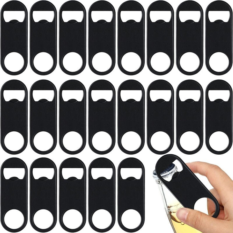 Remerry 50 Pcs Bottle Openers Stainless Steel Flat Bottle Opener Bulk 3.4 x 1.3 Inches Bartender Beer Key Soda Can Mini Speed for Kitchen, Bar or Restaurant
