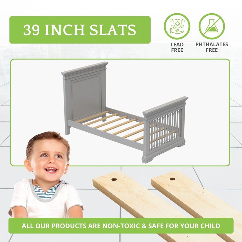 CC KITS Bed Slats for Twin, Full, Queen & King Sizes - Bed Slat Under Mattress Support - Bunkie Board - Box Spring & Mattress Platform Foundation Replacement - Set of 8 Slats (Twin - 39")