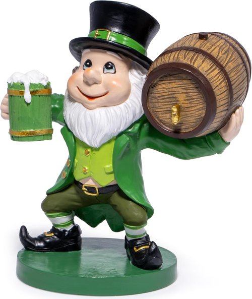 Hodao St. Patrick's Day Gnome Figurine - Festive Resin Sculpture with Pot of Gold | 5.2 Inches Tall