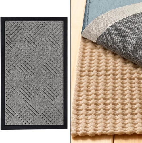 GORILLA GRIP WEATHERMAX Door Mat - Durable Non-Slip Design | 17x29 Inches, Gray & Beige