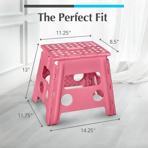 Handy Laundry Folding Step Stool - Lightweight & Sturdy for Adults and Kids | Easy One-Flip Design - Pink (13 Inch)