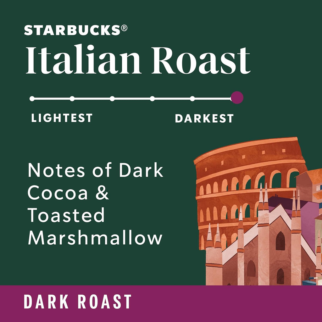 Starbucks Ground Coffee - Dark Roast Italian Blend | Six 18 oz Bags for Hot or Iced Coffee