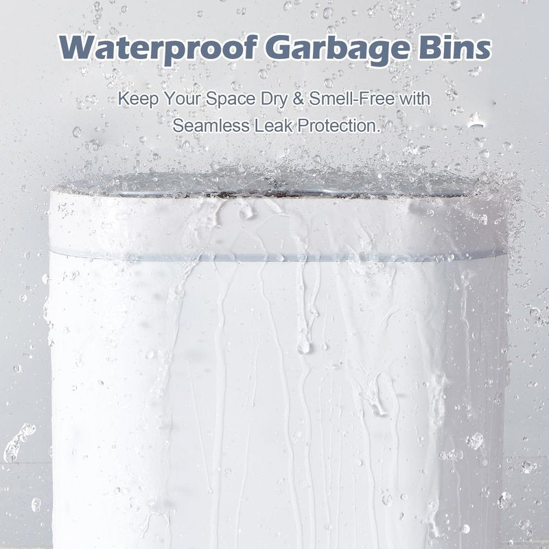 ELPHECO 2 Pack Bathroom Motion Sensor Trash can 2.5 Gallon + 2 Gallon Automatic Garbage Can Bathroom Decor, Slim Plastic Smart Trash Bin with Lid, Garbage can for Kitchen, Office, White, 2 Pack