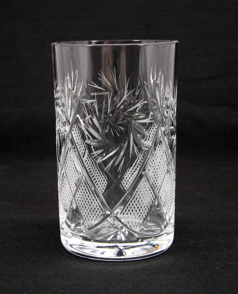 SET of 2 Russian Cut Crystal Drinking Glasses 250 ml / 8.5 oz. for Hot or Cold Liquids Fits Glass Holder "Podstakannik"