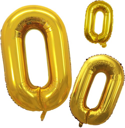 GOER Gold Foil Number 0 Balloons - 42 Inch, Perfect for Milestone Birthday Celebrations