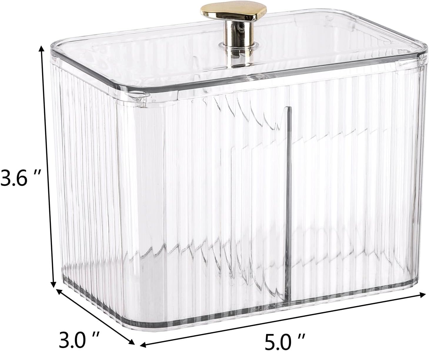 Tbestmax Qtip Holder Dispenser - 3-Section Clear Bathroom Organizer Jar for Cotton Swabs & Pads