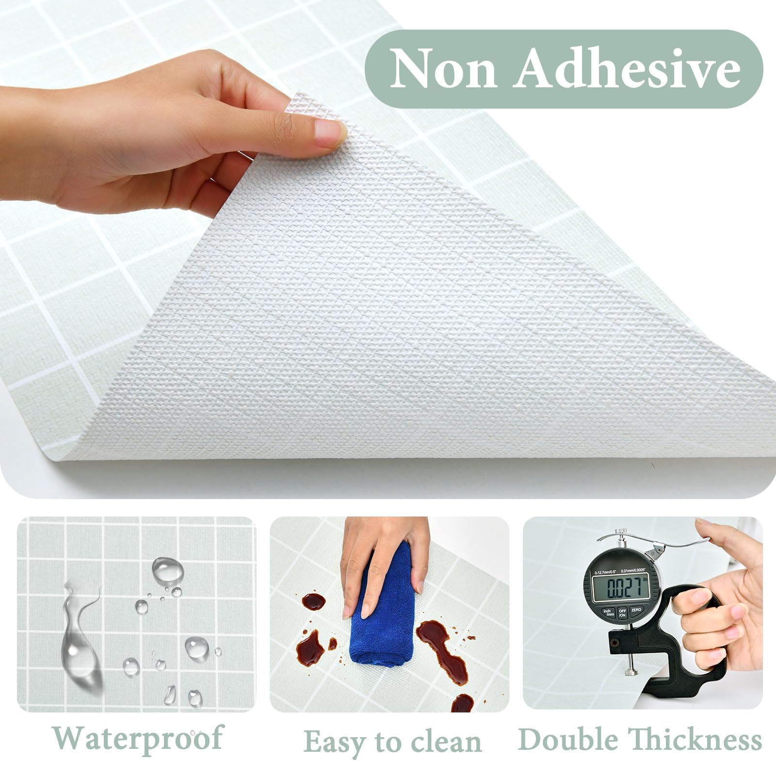 Drawer and Shelf Liner for Kitchen Cabinet: 12 in X 20 Ft Non Slip Waterproof Shelf Paper Non Adhesive Refrigerator Liners Light Gray Grid Easy Liners for Bathroom