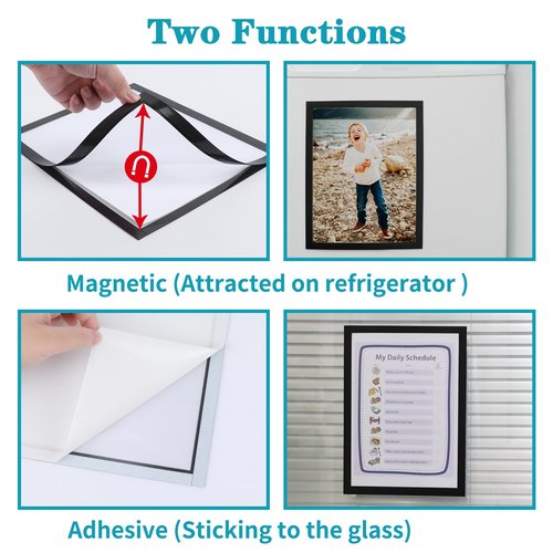 CRUGLA 30 Packs 8.5 x 11 Magnetic Picture Frame Bulk, 8.5 by 11 Certificate Frame Document Frames, Magnetic Picture Frames with Self Adhesive Backing for Refrigerator Glass Locker Cubicle