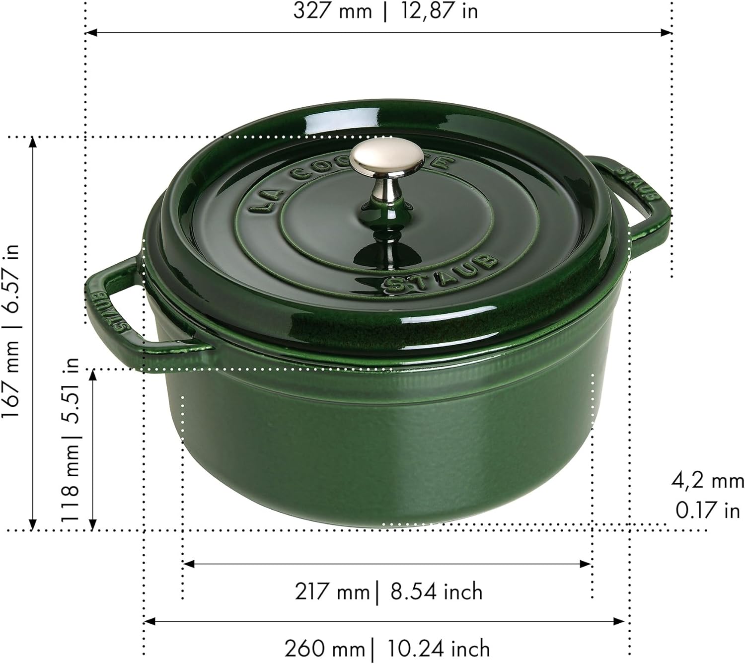 Staub 5.5 Quart Round Cocotte - Elegant Basil Color for Perfect Cooking & Serving
