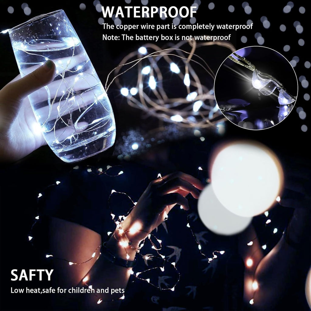 Skiennix 20 LED Fairy Lights - 7Ft Twinkle String Lights | Battery Operated, Waterproof for Weddings & Decor
