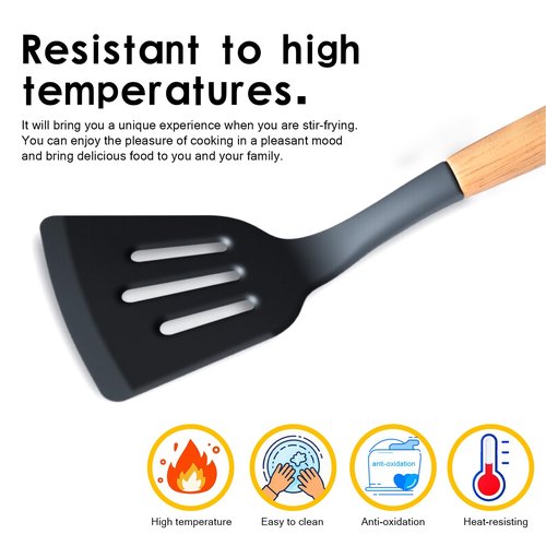 Silicone Cooking Utensil Set,12 PCS Cooking Cookware Kitchen Utensils Set, Nonstick 446°F Heat-Resistant Cookware Kitchen Tools of Spatula,Turner Tongs,Spoon,Brush,Whisk,（gray）
