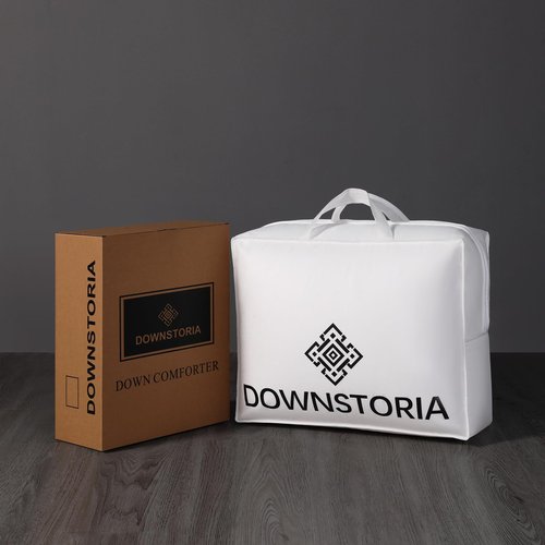 DOWNSTORIA Feather Down Fiber Comforter Twin Size Duvet Insert, All Season True Baffle-Box Noiseless Bedding Comforters, Soft Hotel Collection Bed Comforter, Medium Warmth - White, 82 X 86 in.